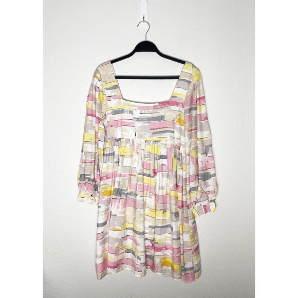 Moon River x Anthropologie Women's Babydoll Dress Balloon Sleeves Square Neck L - Picture 4 of 11